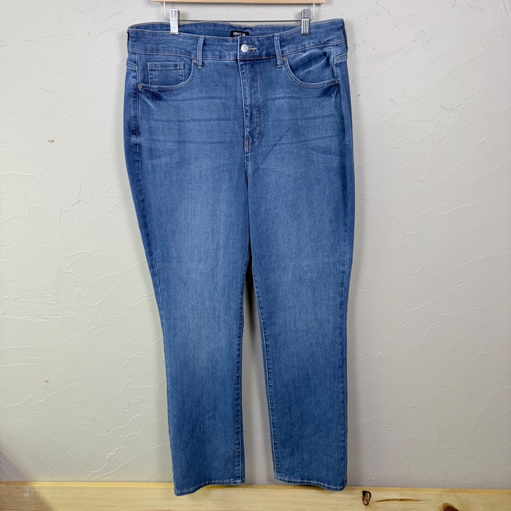 NYDJ Curves 360 Straight Leg Jeans Womens 16 Blue High Rise Stretch Lovesick